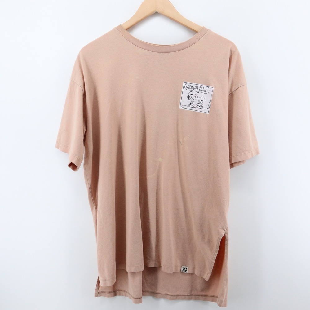 Uniqlo Peanuts Shirt XL Snoopy 70th Anniversary Peach Graphic Tee Modern